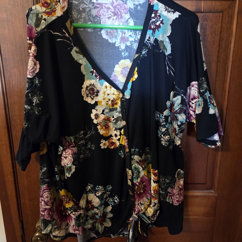 Floral Black Women's Top